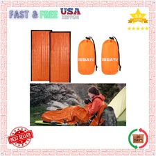 2 pcs Emergency Sleeping Bag Waterproof Thermal Bivy Sack for Camping Hiking Bag