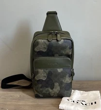 COACH CAF97 Gotham Pack In Signature Camo Print Coated Canvas & Leather Green