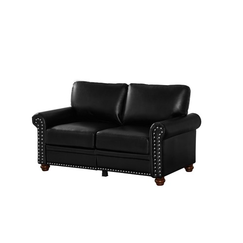 Classic Faux Leather Sofa Upholstered Couch with Nailhead Trim Removable Cushion - Picture 83 of 206