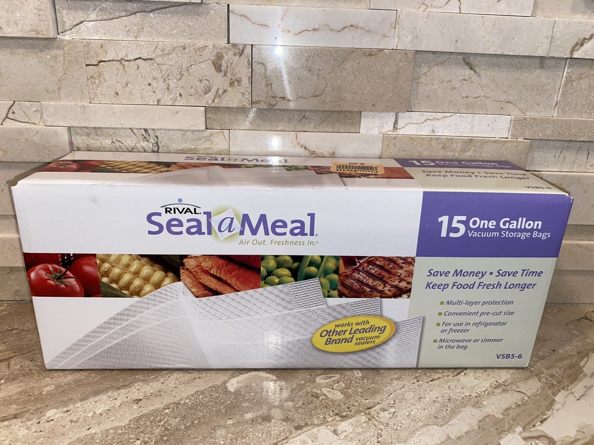 NIB Rival Seal-a-Meal Vacuum Food Sealer VSB5-6 15-one Gallon Individual  Bags
