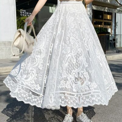 Lace Up High Waist Maxi Skirt | Women School Work Office A