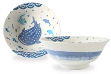 Mino ware Japanese Ceramics Ramen Noodle Donburi Bowl Whale Shark made in Japan