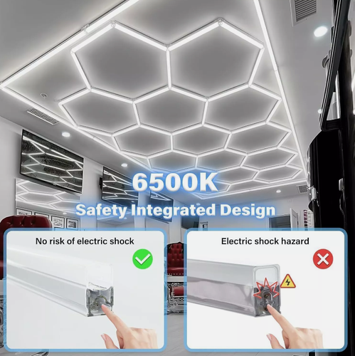 14x Hexagon LED Lampe Werkstatt Garage Wand Decken Leuchte Waben Beleuchtung DE