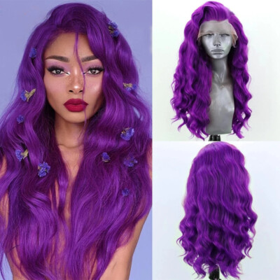 ♥️ MONI 24” PURPLE WAVY LACE FRONT WIG? *NEW* Imstyle Long Natural Loose Wavy Purple Synthetic Lace Front  main image 4