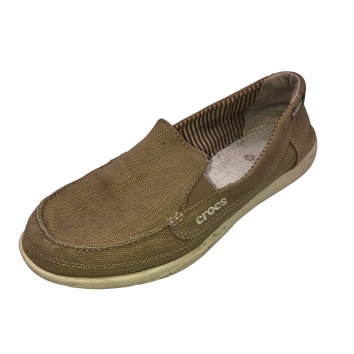 Crocs Womens Size 8 Tan Canvas Slip On 