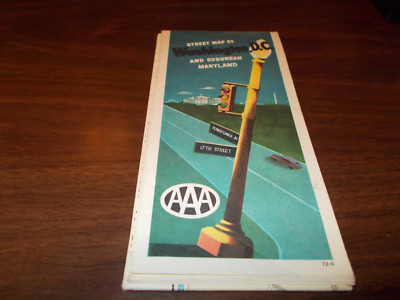 1972 AAA Washington, DC / Suburban Maryland Vintage Road Map