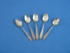 5 OLD GERMAN? 40 SILVER SPOONS ABOUT 4 3/8" LONG