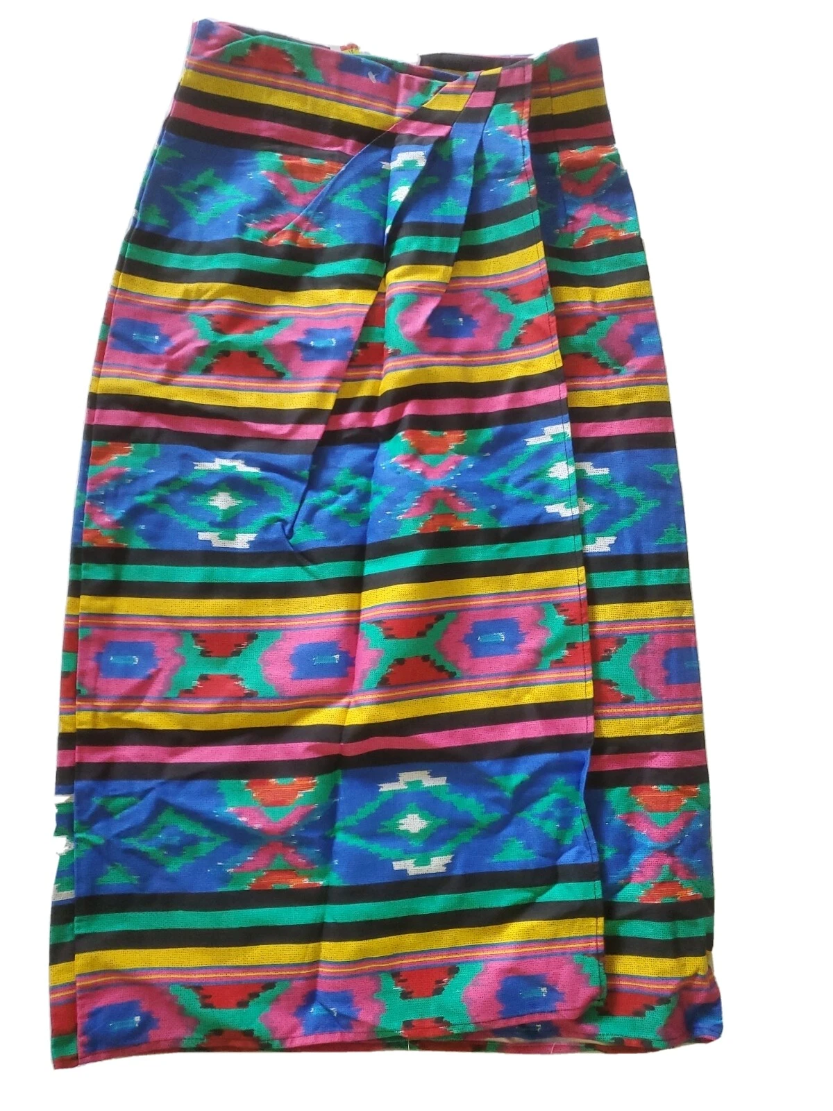 Colorful Aztec Print Boho Hippie Maxi Length Skirt, NWT size 7 Vintage Bonjour