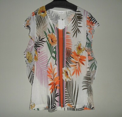 Gerry Weber lockeres Shirt mit Volants Gr.42, Viskose, Blumenprint, neu+Etikett!