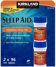 Kirkland Sleep Aid Doxylamine Succinate 25 Mg -2/96ct=192 Tabs Compare To Unisom