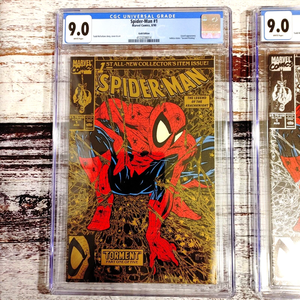 Spider-Man #1 1990 lot of 3 CGC Graded Comics. Editions Gold, Silver, Polybagged - Image 2 of 4
