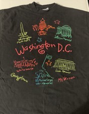 Vintage 90's Washington D.C. Landmarks T Shirt Red Size XL. Raised Puffy Images