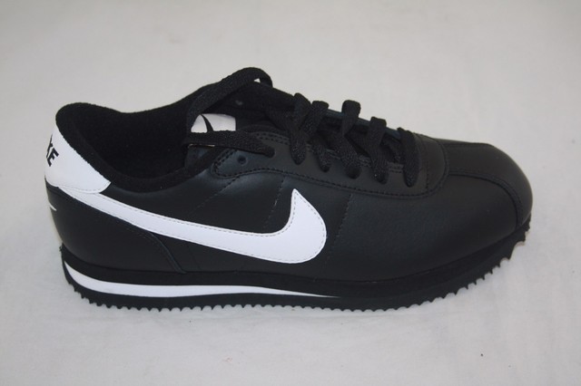nike cortez black and white leather