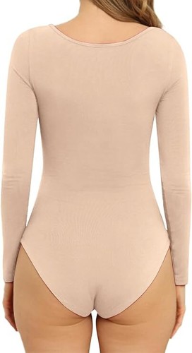 Bodysuit Body Leotard Long Sleeve Super Soft Breathable Stretch Viscose Cashmere - Picture 15 of 17