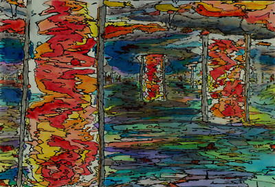 Surrealistic Watercolor Landscape Painting