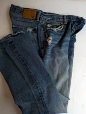 AMERICAN EAGLE Bootcut Distressed Men's Jeans-Blue-Cotton-SZ 34/33