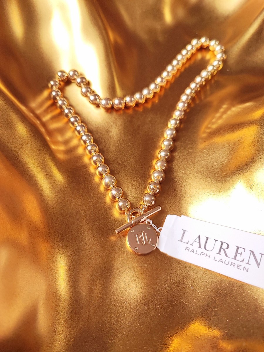 Ralph Lauren ロゴ フロント ネックレス Logo Frontal Necklace 🍉🍉 Summer🍉🍉✨ Lauren Ralph Lauren Beaded Logo Padlock