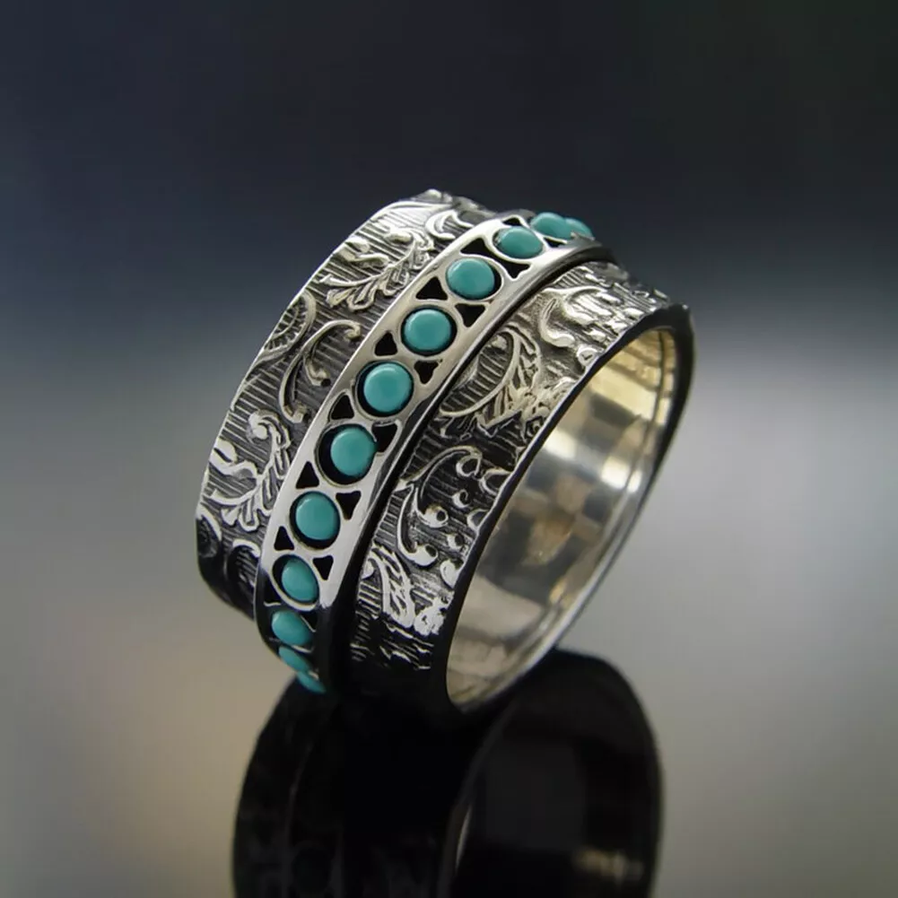 Native American Indian Tibetan Silver Turquoise Ring Fashion