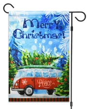 NEW Merry Christmas Peace Bus Flag 12"X18" Winter and Christmas Decorative Flag 