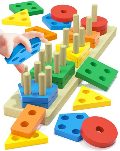 Montessori Toys for 1 2 3 Year Old Boys Girls Toddlers Wooden Sensory Toys fo...