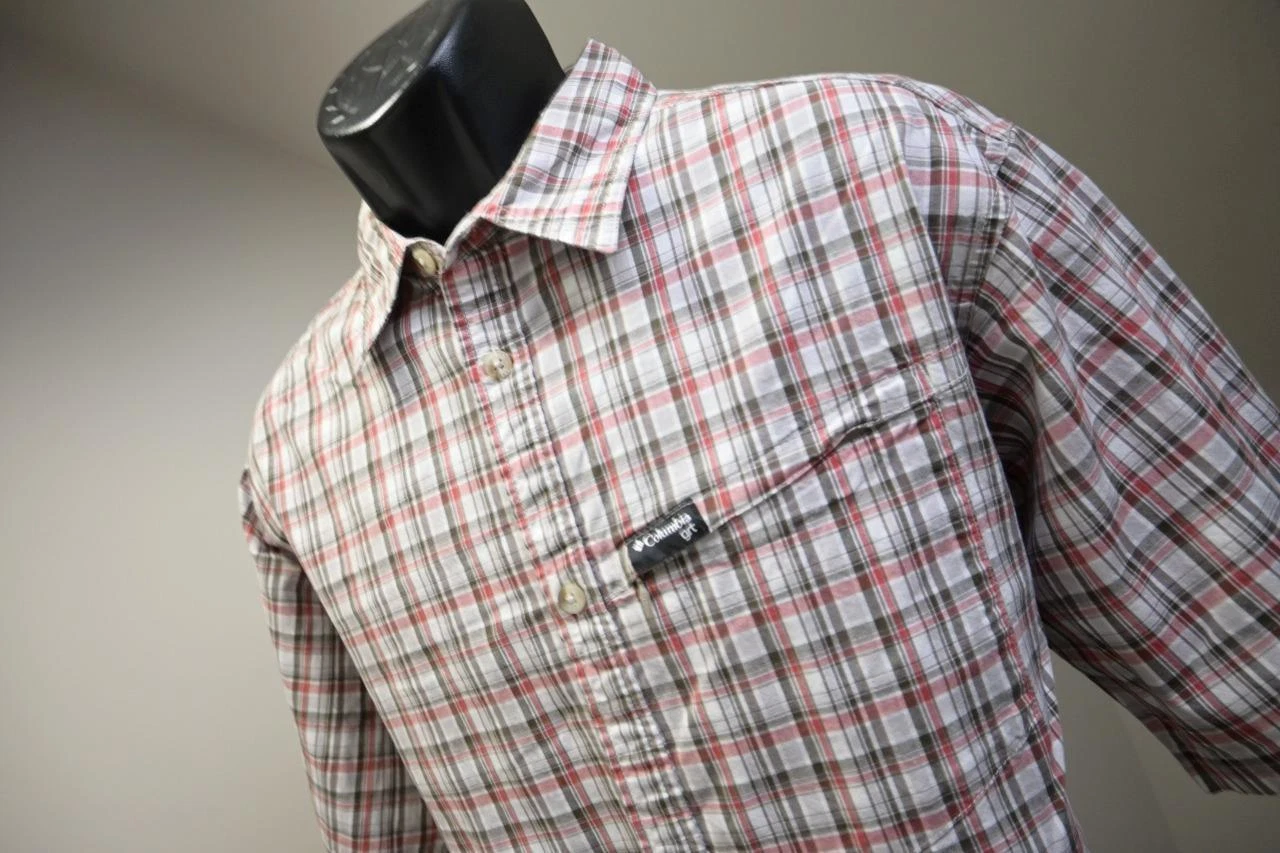 Columbia GRT Trekking Fishing Shirt Omni-Dry Plaid Camp Shirt Mens Size XL