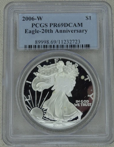 2006-W American Silver Eagle Proof PCGS PR 69 Milk Spot US Mint $1