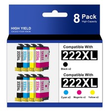 8 PK T222XL 222 XL Replacement Ink Cartridges for Epson WF-2960 XP-5200 Printer