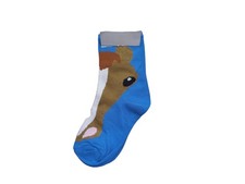 AWST Int'l Youth Horse Face Crew Socks  Fun Colorful Kids Sock - Blue