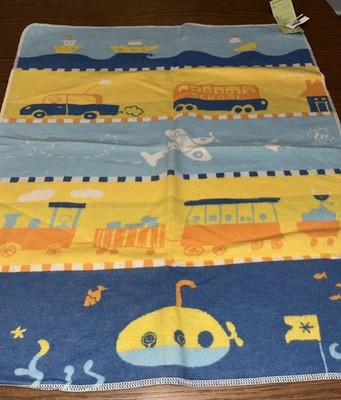 David Fussenegger Plane Train Auto Baby Blanket Juwel 28 x 33.5  NWT Austria