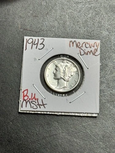 1943 P Mercury Silver Dime BU Uncirculated MS+ US 10c Coin (Raw19172)
