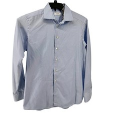 Eton Dress Shirt Mens 17 43 Light Blue Contemporary Fit Textured Twill Cotton