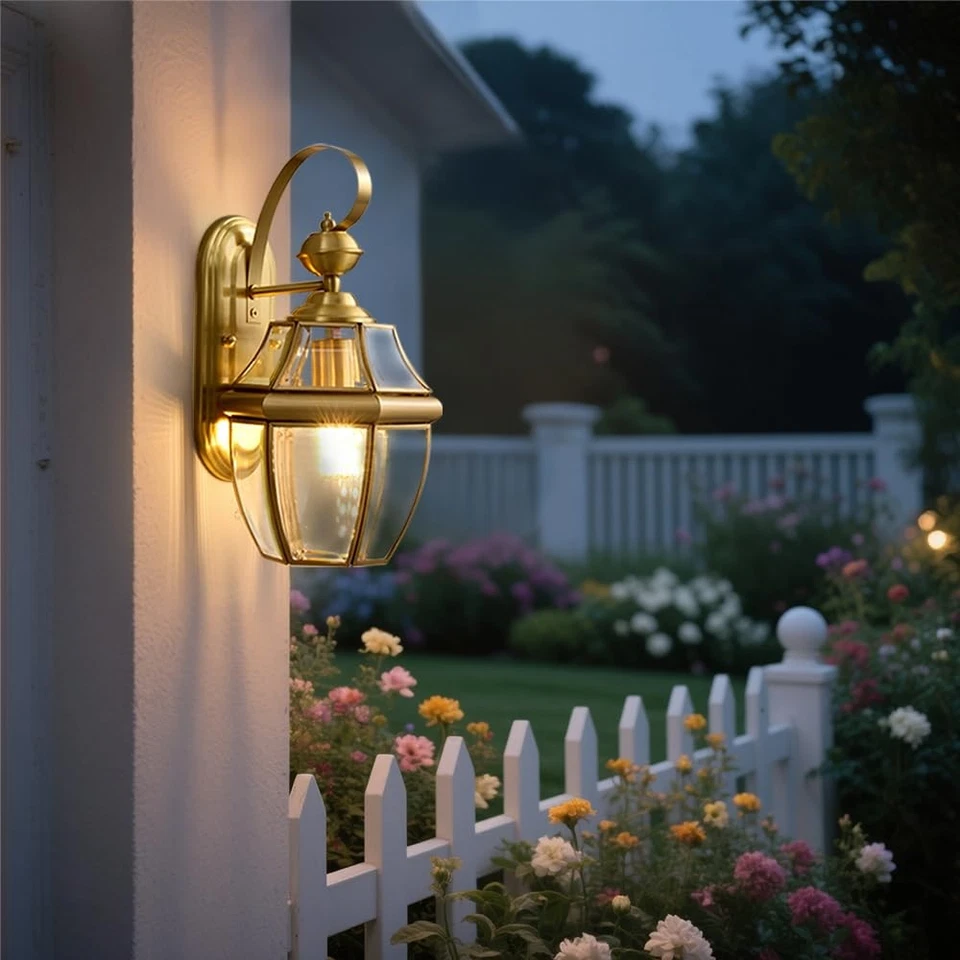 Gold Sconce Courtyard Wall Lamp Outdoor Wall Lights Lantern Dusk to Dawn Weat... - Imagem 4 de 4