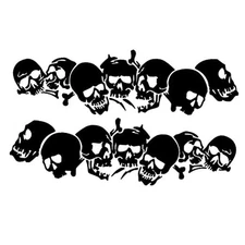 Skull Pattern Auto Side Body Decals Sticker Skull Row Graphics Car Racing Black