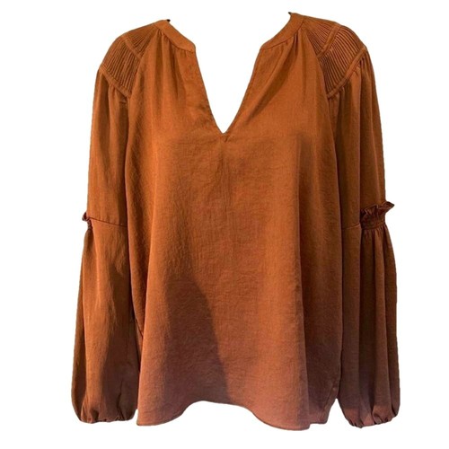 Current Air Split Neck Long Sleeve Blouse