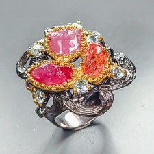 Handmade 8 ct+ Ruby Ring 925 Sterling Silver Size 8 /R458752