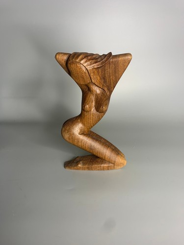 French vintage wooden figurine statuette nude lady design carved statue - Picture 2 of 7