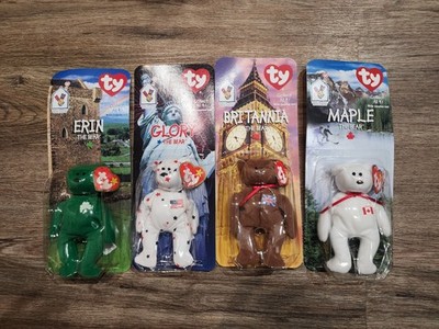 1999 McDonald's Ty Teenie Beanie Babies  Set of 4 International Bears in pkg