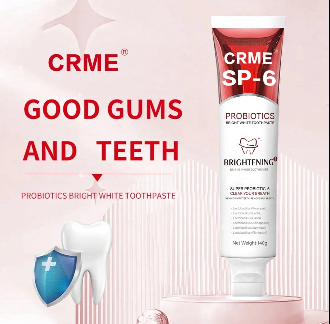 CRME SP-6 6-Probiotic Whitening Toothpaste  Brighten &  Oral Health 8-Packs