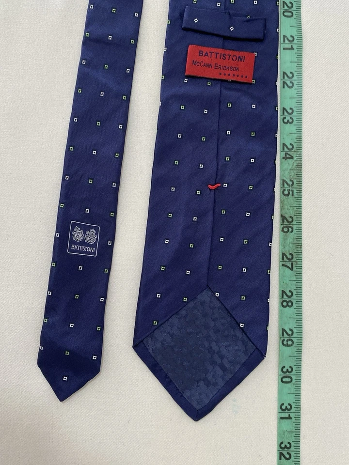 Corbata de hombre BATTISTONI azul seda. Patrón geométrico. M en Italia. Ex Con Foto 4 de 4