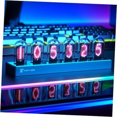 Nixie Tube Clock, Digital Clock, RGB Full-Color Neon Glow Tube