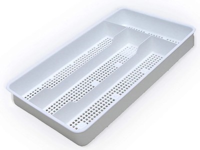 Small Mesh Cutlery Organizer Tray White Durable Plastic for Narrow Thin Drawers