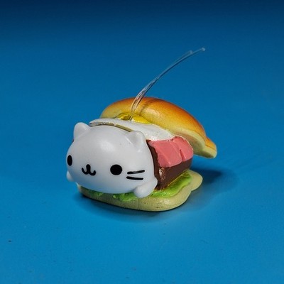 2004 Bandai San-X Nyan Nyanko Club Series #2 Bacon Egg Cat Burger Strap Charm