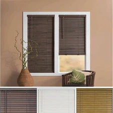 Window Blind 2" Slats Cordless Mini Blinds Vinyl Embossed Woodgrain