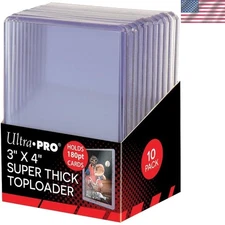 3x4" 180PT Super Thick Toploaders - 10 Pack for Card Collectors
