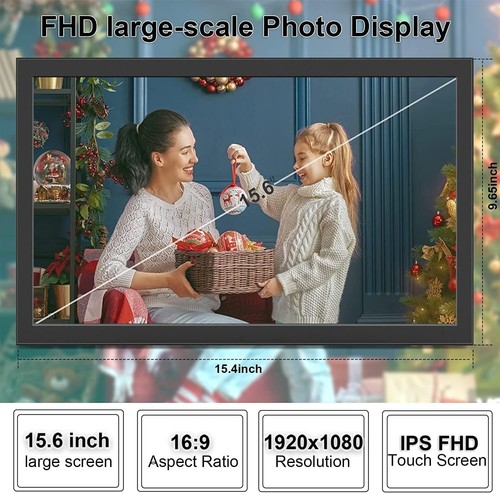 Haizr 15.6 Inch Digital Photo Frame - Large Wifi Digital Picture Frame With1920* - Picture 6 of 7