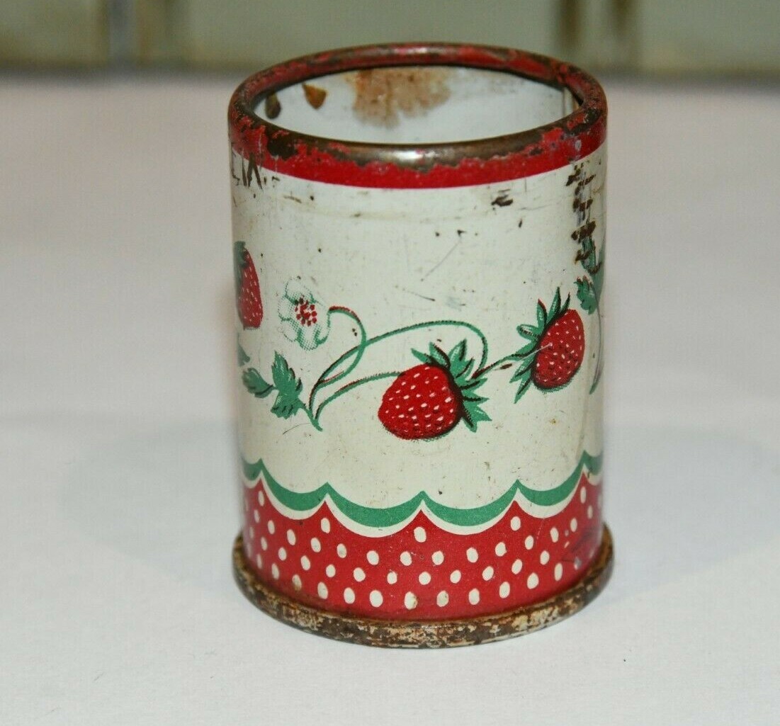 Vintage Wolverine USA Child Toy Tea Tin Strawberry Strawberries