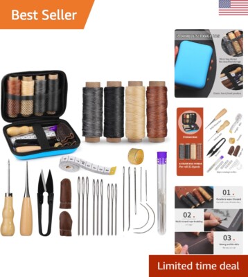 DIY Leather Craft Sewing Kit - Needles, Thread & Tools for Repair and Upholstery