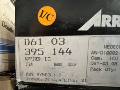 MEDECO ARROW D61 - IC- US3 SINGLE CYL DEADBOLT L/CORE US3   2 3/4'' BACKSET GRD1