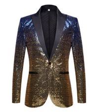 Occident Mens Sequins Blazer Shiny Lapel Multi Color Tuxedo Slim Jacket Coat Hot