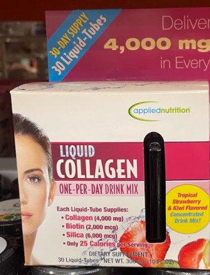 Applied Nutrition Liquid Collagen Drink Mix 4000 mg., 30 Tubes Exp 10/2026